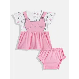 BABYMAX Infant Girls Printed Pure Cotton Pinafore Dress With Bloomers-picture-37