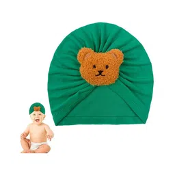Babymoon Bear Detailed Turban Knot Cap - Green-picture-13