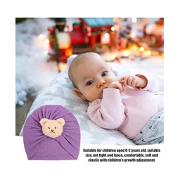Babymoon Bear Detailed Turban Knot Cap - Purple image 4