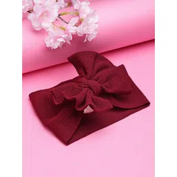 Babymoon Girls Maroon Textured Bow Bandana Headbands-picture-18