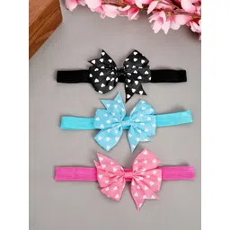 Babymoon Girls Pack of 3 Pink, Blue & Black Bow Headband-picture-19