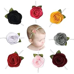Babymoon Headbands Flowers Soft Cotton Hairbands for Baby Girls, Infants and Toddlers, Pack of 8 - Multicolor-picture-22