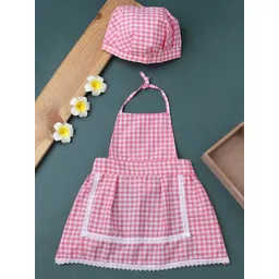 Babymoon Infants Pink & White Checked Chef Costume Inspired Photography Outfit with Cap-picture-20