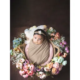 Babymoon Infants Textured Swaddle Wrap With Hairband Baby Photoshoot Props-picture-17