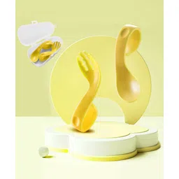 Babymoon Learn to Eat Baby Self Feeding Set, Silicone Spoon and Fork along with Storage Box - Yellow-picture-14