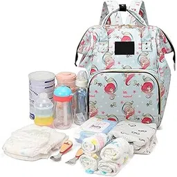 BabyMoon Mother Diaper Bag Lightweight Multifunctional Travel Unisex Diaper Backpack | Blue Mermaid-picture-37