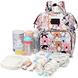 BabyMoon Mother Diaper Bag Lightweight Multifunctional Travel Unisex Diaper Backpack | Multi Teddybear-picture-36