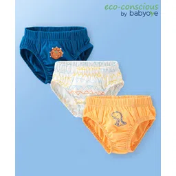 Babyoye 100% Cotton Briefs With Antibacterial Finish Dino Print Pack Of 3 - Multicolour-picture-27