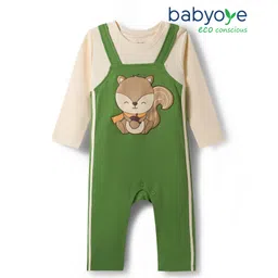 Babyoye 100% Cotton Ecojiva Knit Full Sleeves Romper With Squirrel Print - Green-picture-13