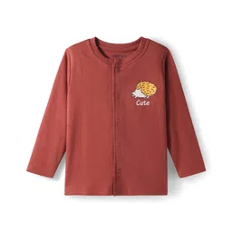 Babyoye 100% Cotton Knit Eco Jiva Finish Full Sleeves Jhablas with Proccupine Print Pack of 2 - Rust Orange & Yellow image 4