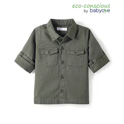 Babyoye 100% Cotton Knit Solid Dyed Full Sleeves Shirt with Squirrel Print at the Back - Dark Green-picture-18