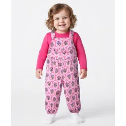 Babyoye 100% Cotton Knit With Eco Jiva Finish Dungaree & Full Sleeves Inner Tee With Floral Print - Pink-picture-35
