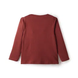 Babyoye 100% Cotton Knit With Eco Jiva Finish Full Sleeves T-Shirts with Heart Print Pack of 2 - Maroon & Dark Pink image 5