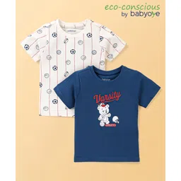 Babyoye  100% Cotton Knit With Eco Jiva Finish Half Sleeves T-Shirts  Football & Teddy Print Pack of 2 - Multicolour-picture-27