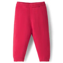 Babyoye 100% Cotton Knitted Full Raglan Sleeves Solid Sweater Set - Red image 5