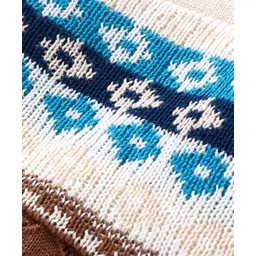 Babyoye 100% Cotton Knitted   Full Sleeves Stripes Pullovers Sweater with Fair Isle Knitting Pattern - White image 3