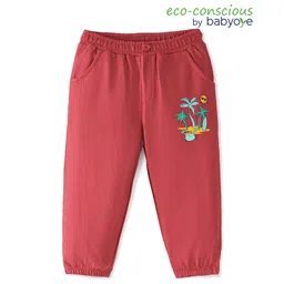 Babyoye 100% Cotton Trouser with Tropical Placement Print - Red-picture-14