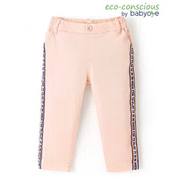 Babyoye 100% Cotton Woven Full Length Trouser with Tape Detailing - Peach-picture-17