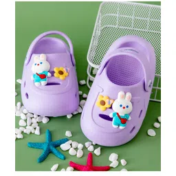 Babyoye Back Strap Closure Clogs with Bunny Applique - Purple-picture-10