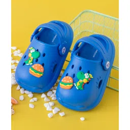 Babyoye Back Strap Closure Clogs with Burger Applique - Blue-picture-18
