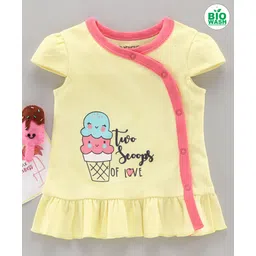 Babyoye Biowash Cap Sleeves Cotton Jhabla Ice Cream Print - Light Yellow-picture-12