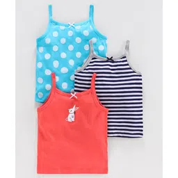 Babyoye Biowash Cotton Polka Dots & Striped Singlet Camisole Pack of 3 - Turquoise Navy Coral-picture-21