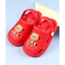 Babyoye Clogs With Teddy Applique - Red-picture-15