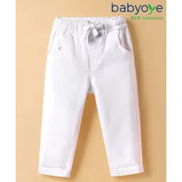 Babyoye Cotton Blend Woven Full Length Washed Denim Jeans with Stretch - White-picture-13
