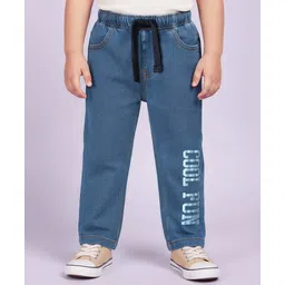 Babyoye Cotton Elastane Full Length Denim Jeans With Cool Fun Print - Blue-picture-17