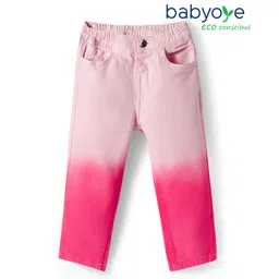 Babyoye Cotton Spandex Woven Full Length Solid Color Jeans - Pink-picture-23