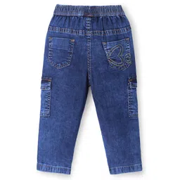 Babyoye Cotton Woven Full Length Denim Jeans with Star Applique - Blue image 2