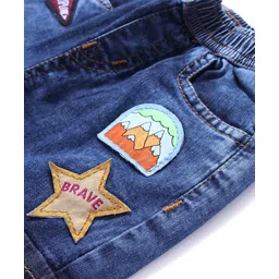 Babyoye Cotton Woven Full Length Denim Jeans with Star Applique - Blue image 3