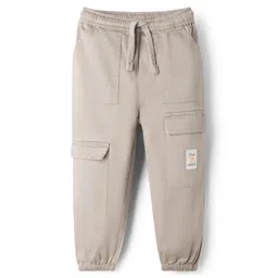 Babyoye Cotton Woven Full Length Trouser Pant With Text Badge - Tan-picture-35