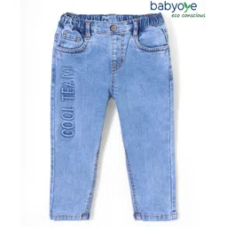 Babyoye Cotton Woven Full Length Washed Denim Jeans Cool Embossed - Blue-picture-20