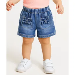 Babyoye Cotton Woven Shorts With Front & Back Pockets - Blue-picture-20