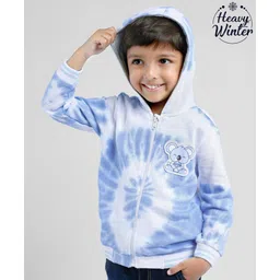 Babyoye Eco-conscious 100% Cotton Brushed Fleece Full Sleeves Hooded Sweatshirt - Blue-picture-17