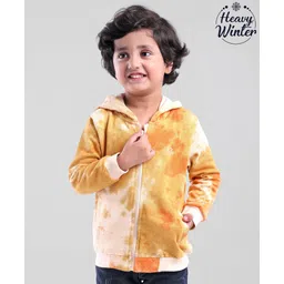 Babyoye Eco-conscious 100% Cotton Brushed Fleece Full Sleeves Tie and Dye Hooded Sweatshirt - Yellow-picture-21