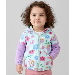 Babyoye Eco Conscious 100% Cotton Full Sleeves Sweatjacket Floral Printed - Blue-picture-33