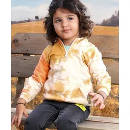 Babyoye Eco-conscious 100% Cotton Reversible Full Sleeves Hooded Sweatshirt - Grey Yellow-picture-15