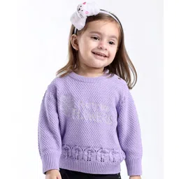 Babyoye Eco Conscious Cotton Full Sleeves Text Embroidered Pullover - Purple-picture-21