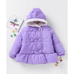 Babyoye Full Sleeves Hooded Jacket Solid- Purple image 2