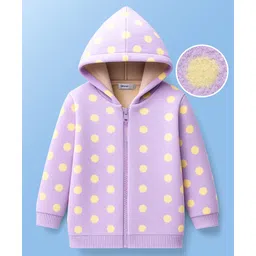Babyoye Full Sleeves Hooded Nylon Blend Sweater Polka Dot Design- Purple-picture-20