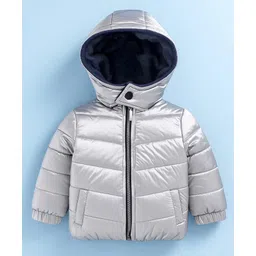 Babyoye Full Sleeves Hooded Solid Color Jacket - Grey-picture-26