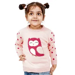 Babyoye Full Sleeves Sweater Owl Patch - Light Pink-picture-27