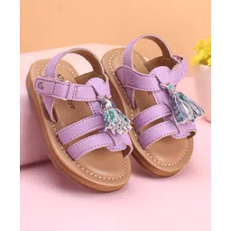 Babyoye Party Wear Sandals with Velcro Closure - Purple-picture-18