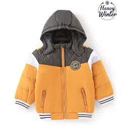 Babyoye Quilted Textured Full Sleeves Jacket Color Block - Yellow-picture-19