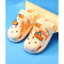 Babyoye Slip On Clogs With Back Strap Marble Print & Applique - Orange-picture-28