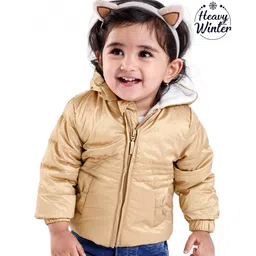 Babyoye Solid Colored Full Sleeves Hooded Jacket - Metallic Gold-picture-39