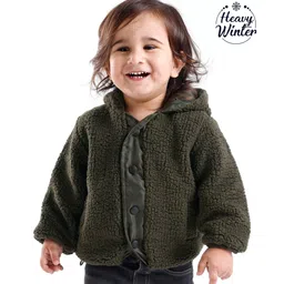 Babyoye Solid Dyed Full Sleeves Hoodie - Green-picture-12