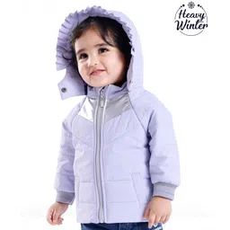 Babyoye Solid Full Sleeves Hooded  Padded Jacket - Lilac-picture-36